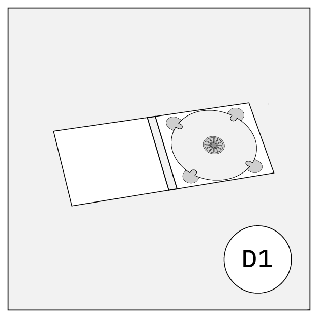 cd audio dvd disc cover 4-panel digipack with 1 tray d1