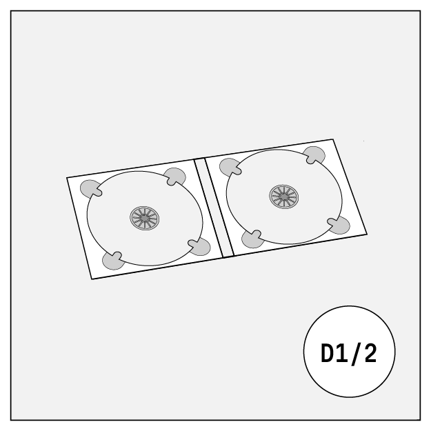 cd audio dvd disc cover 4-panel digipack with 2 trays d1/2