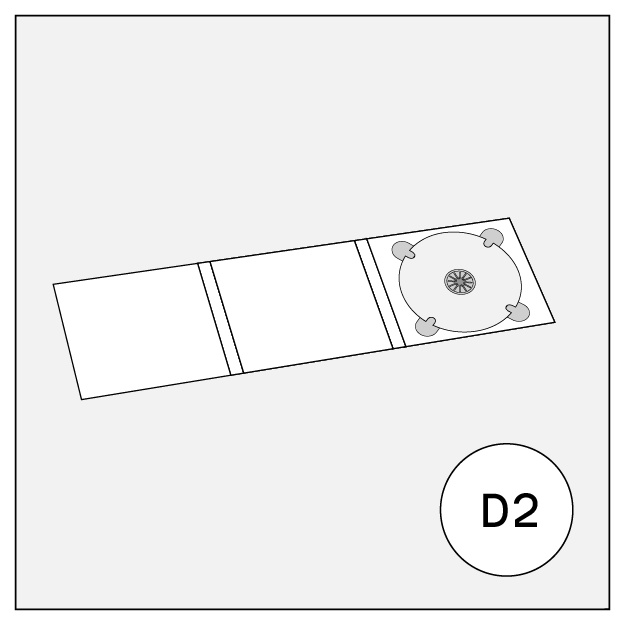 cd audio dvd disc cover 6-panel digipack with 1 tray on the right d2