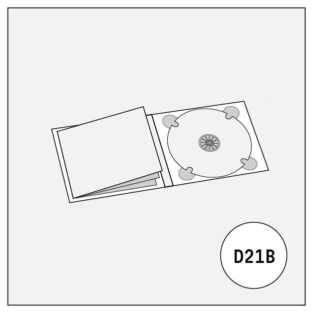 cd audio dvd disc cover 4-panel digipack with 1 tray and glued booklet d21b