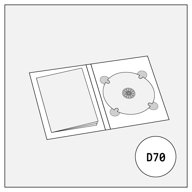cd audio dvd disc cover 4-panel digipack a5 with 1 tray and glued booklet d70
