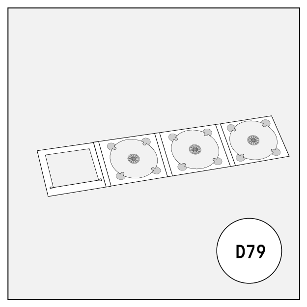 cd audio dvd disc cover 8-panel digipack with 3 trays and cut d79